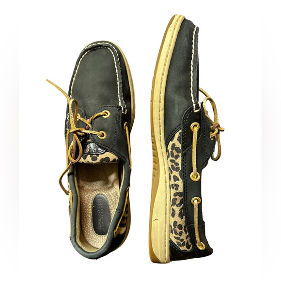 SPERRY womens 11M Firefish Leopard slip on Boat Shoes loafers EUC - Picture 3 of 9